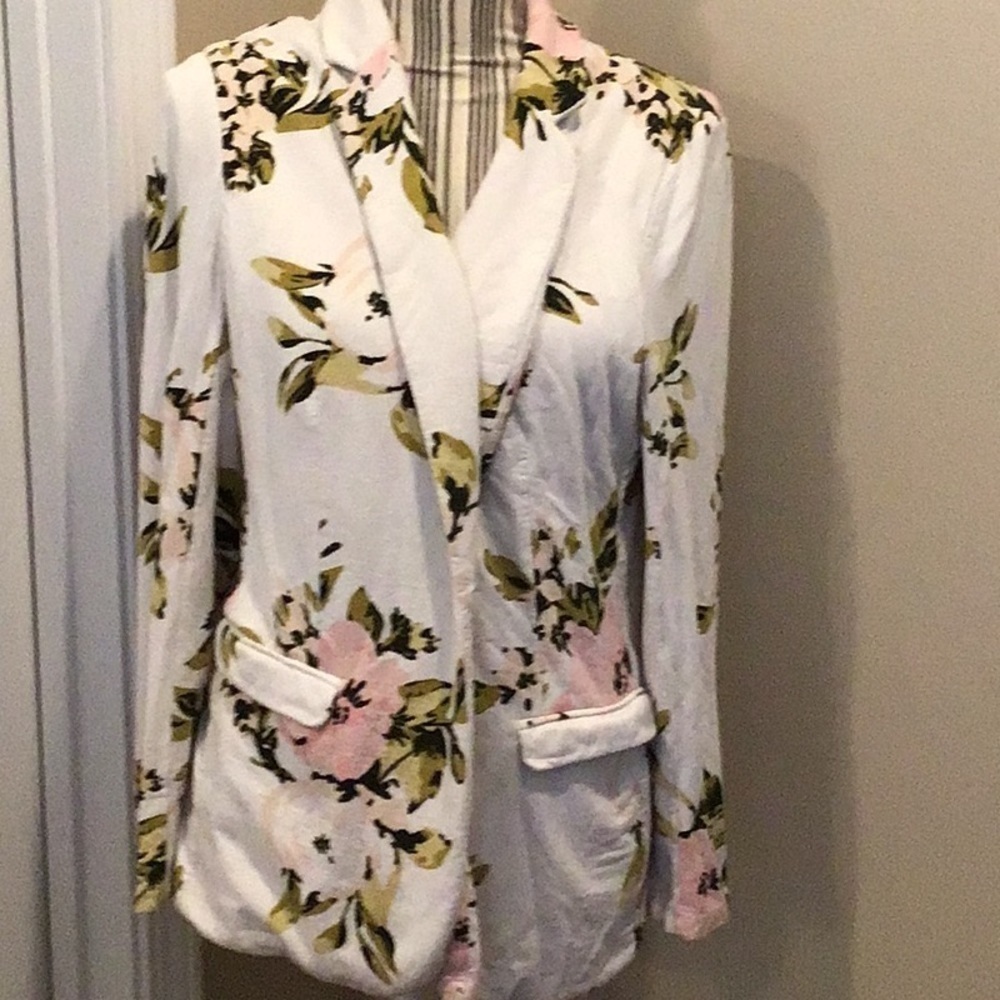 Philosophy Floral White Pink Jacket Size Large